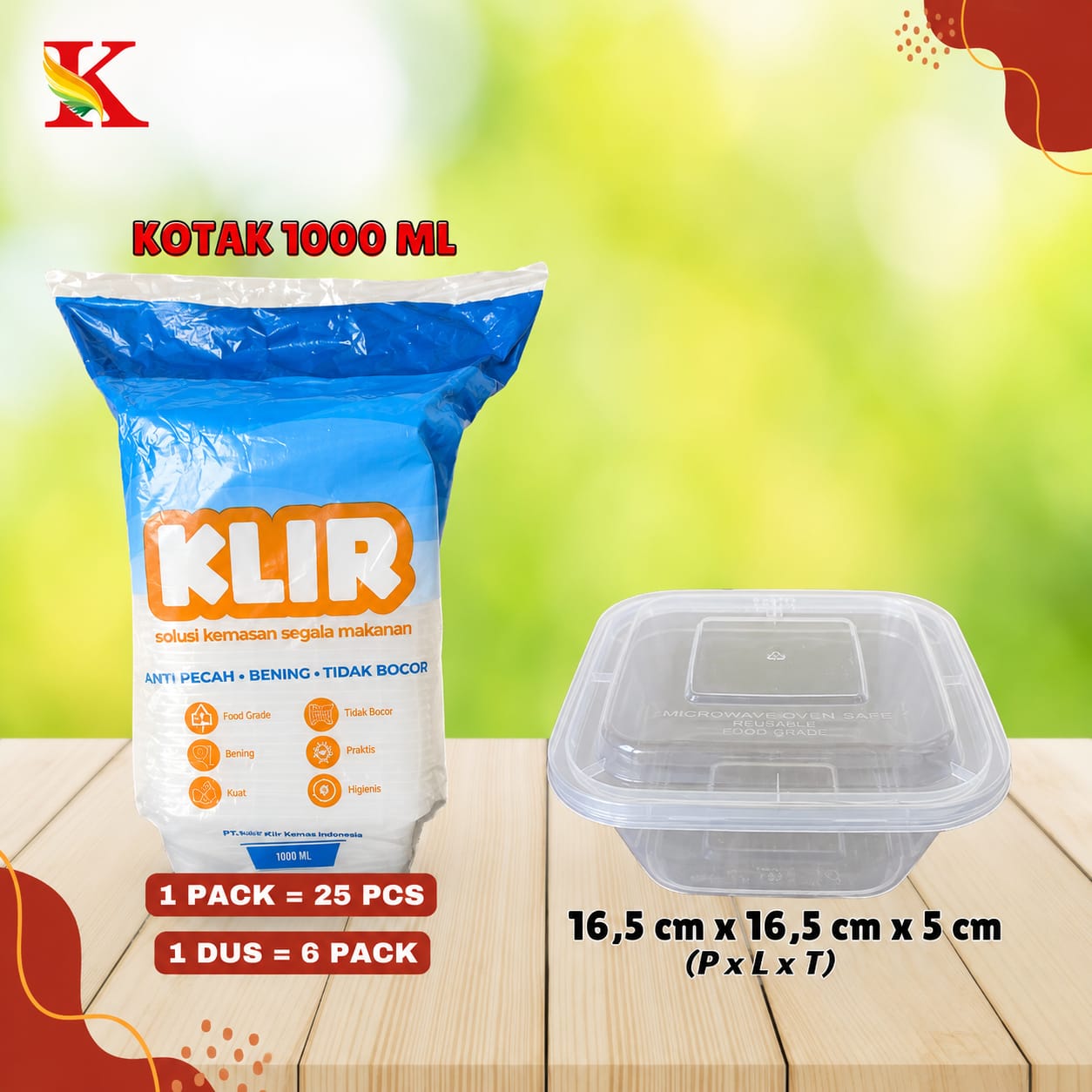 THINWALL KLIR KOTAK 1000 ML