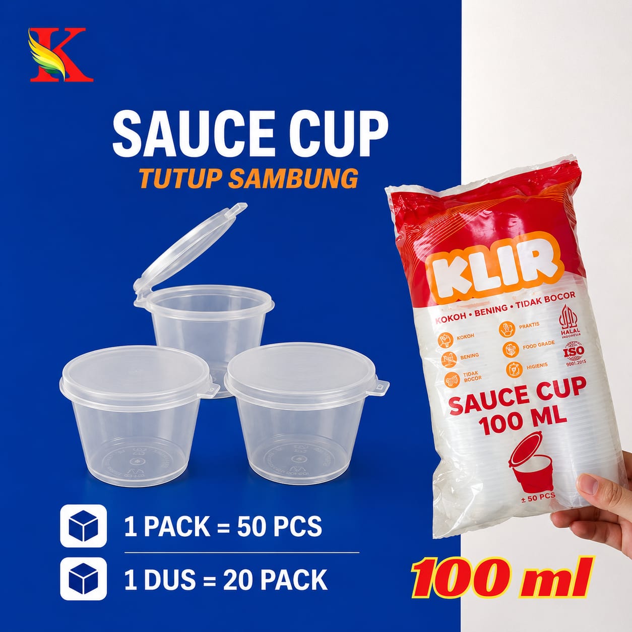 THINWALL CUP TUTUP SAMBUNG KLIR 100 ML