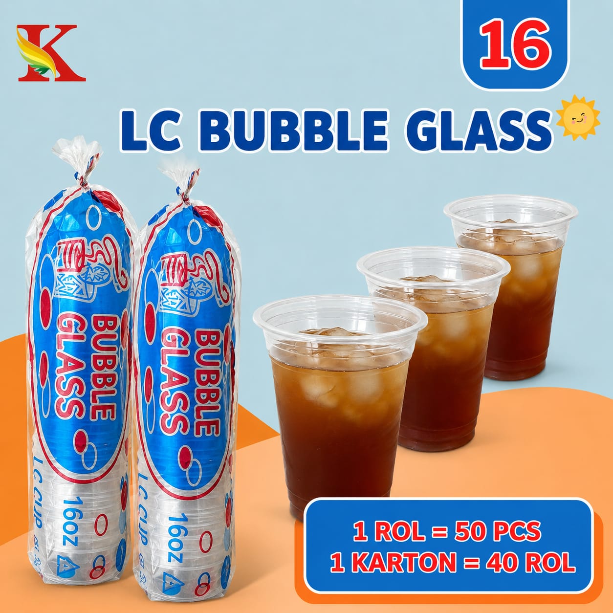 GELAS LC BUBBLE BENING 16 OZ
