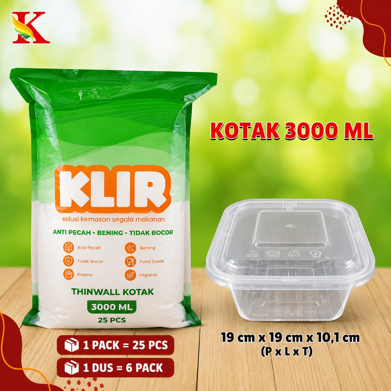 THINWALL KLIR KOTAK 3000 ML