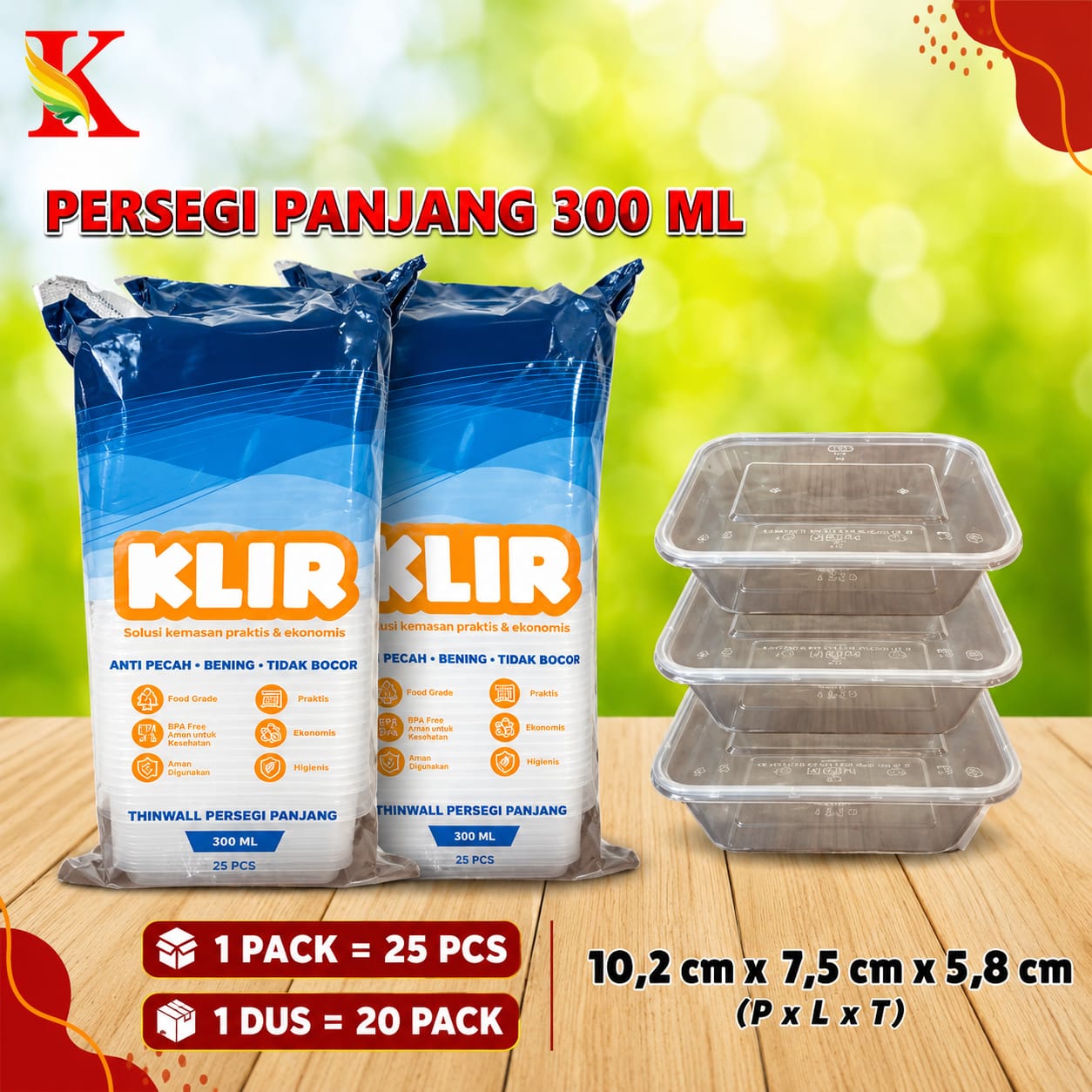 THINWALL KLIR PERSEGI PANJANG 300 ML