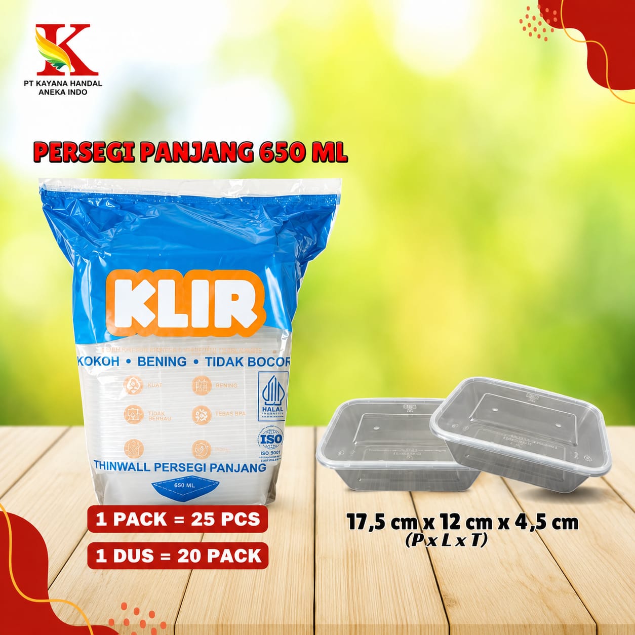 THINWALL KLIR PERSEGI PANJANG 650 ML