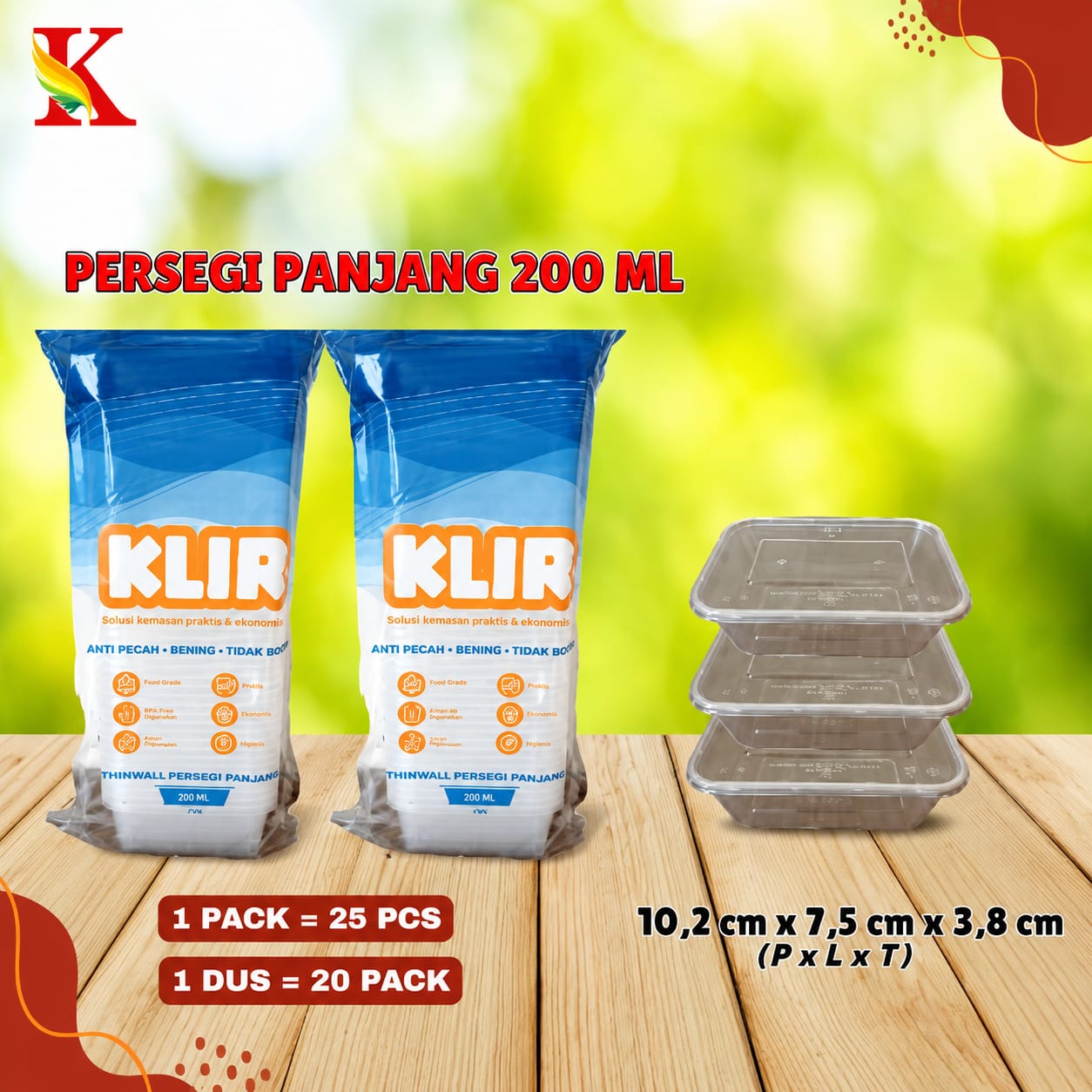 THINWALL KLIR PERSEGI PANJANG 200 ML