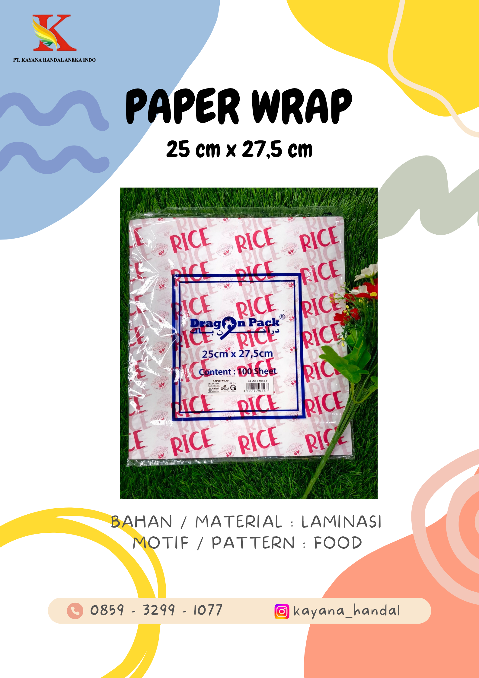PAPER WRAP 25 x 27,5 MG LAM RICE 2-01