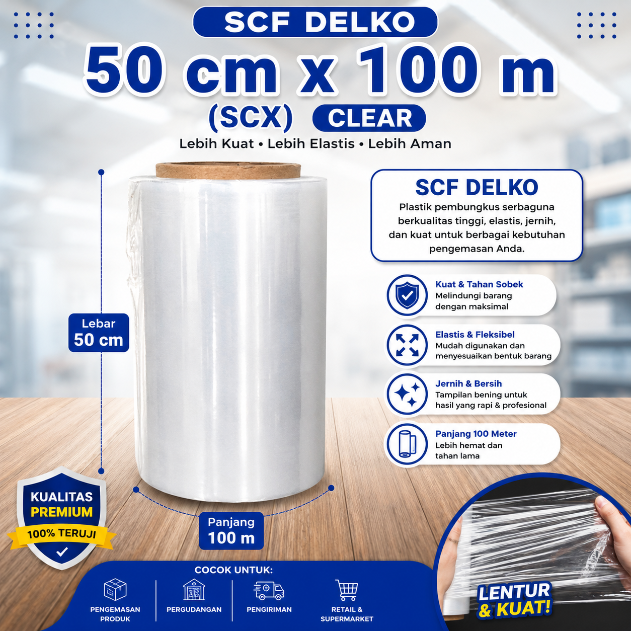 SCF DELKO 50 cm x 100m (SCX) - CLEAR