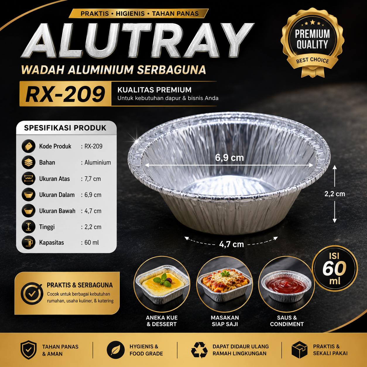 ALUMUNIUM FOIL TRAY BF - RX 209 @ 10 PCS