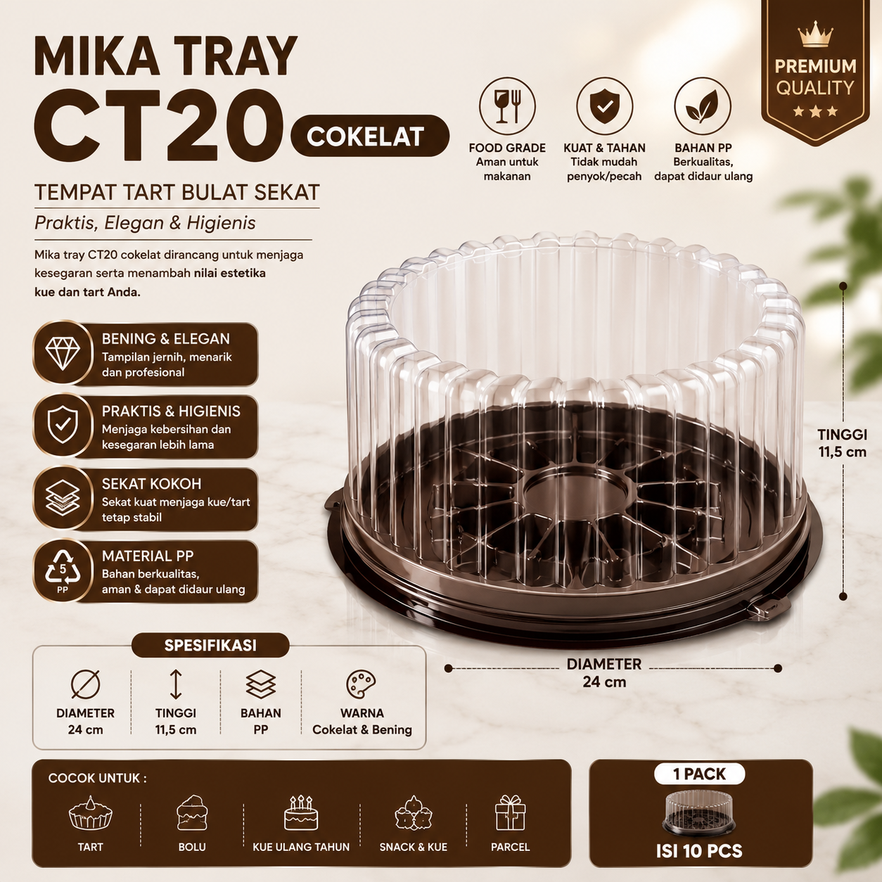 MIKA CT 20 SEKAT COKELAT @ 10 PCS