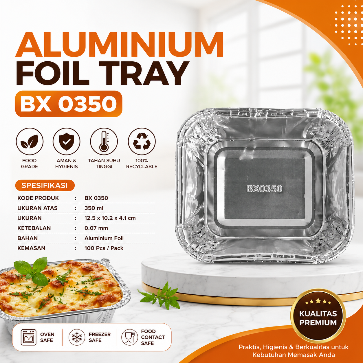 ALUMUNIUM FOIL TRAY BF - BX 0350 @ 10 PCS