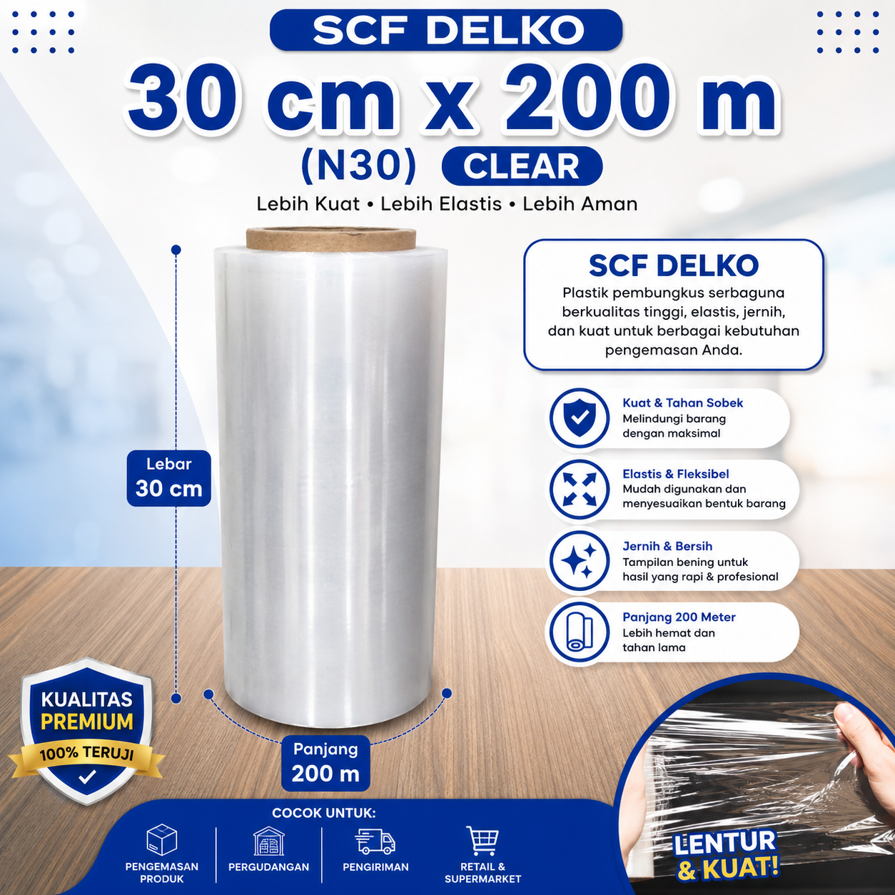 SCF DELKO 30 cm x 200m (N30) - CLEAR