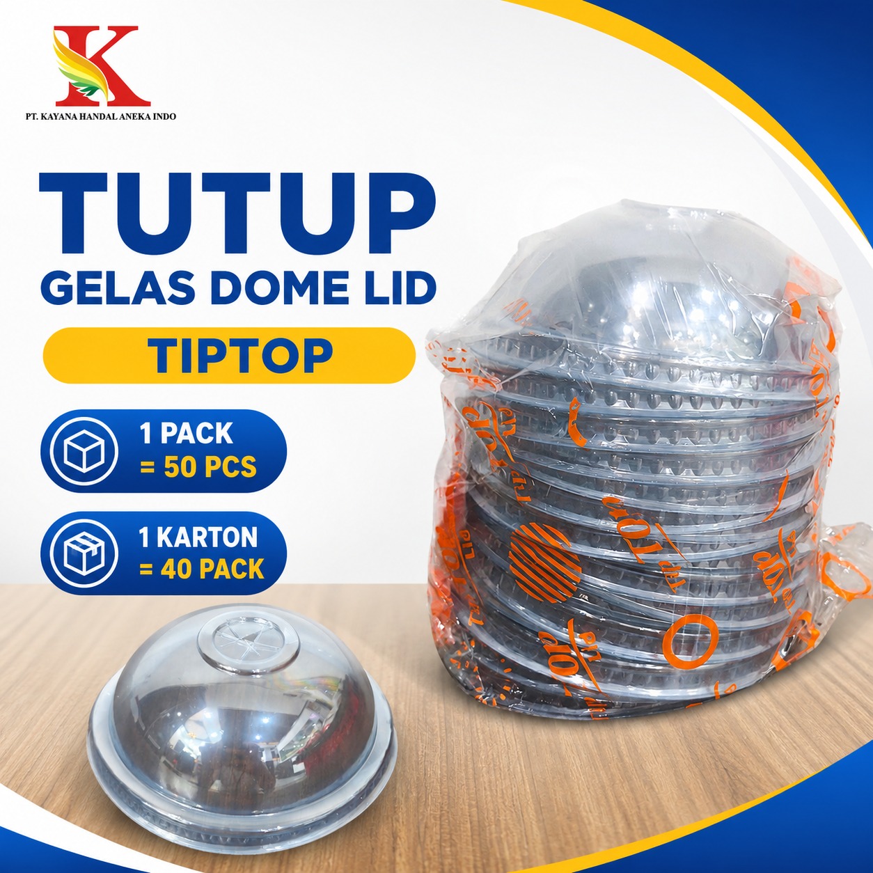 TUTUP GELAS DOME LID TIPTOP