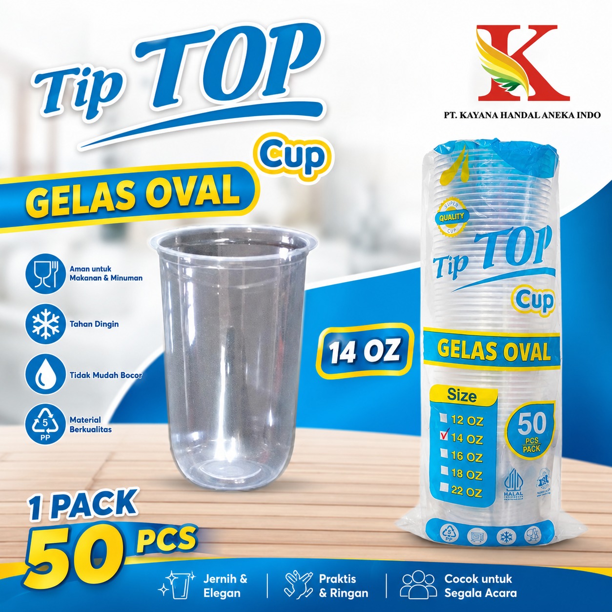 GELAS OVAL TIPTOP BENING 14 OZ