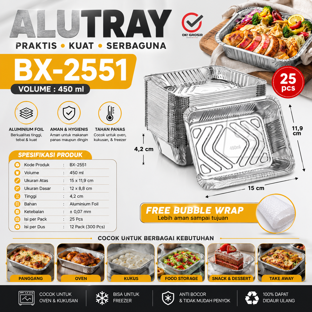 ALUMUNIUM FOIL TRAY BF - BX 2551 @ 10 PCS