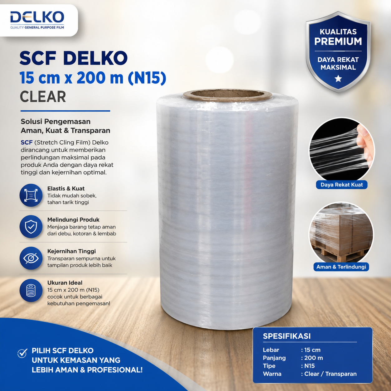 SCF DELKO 15 cm x 200m (N15) - CLEAR