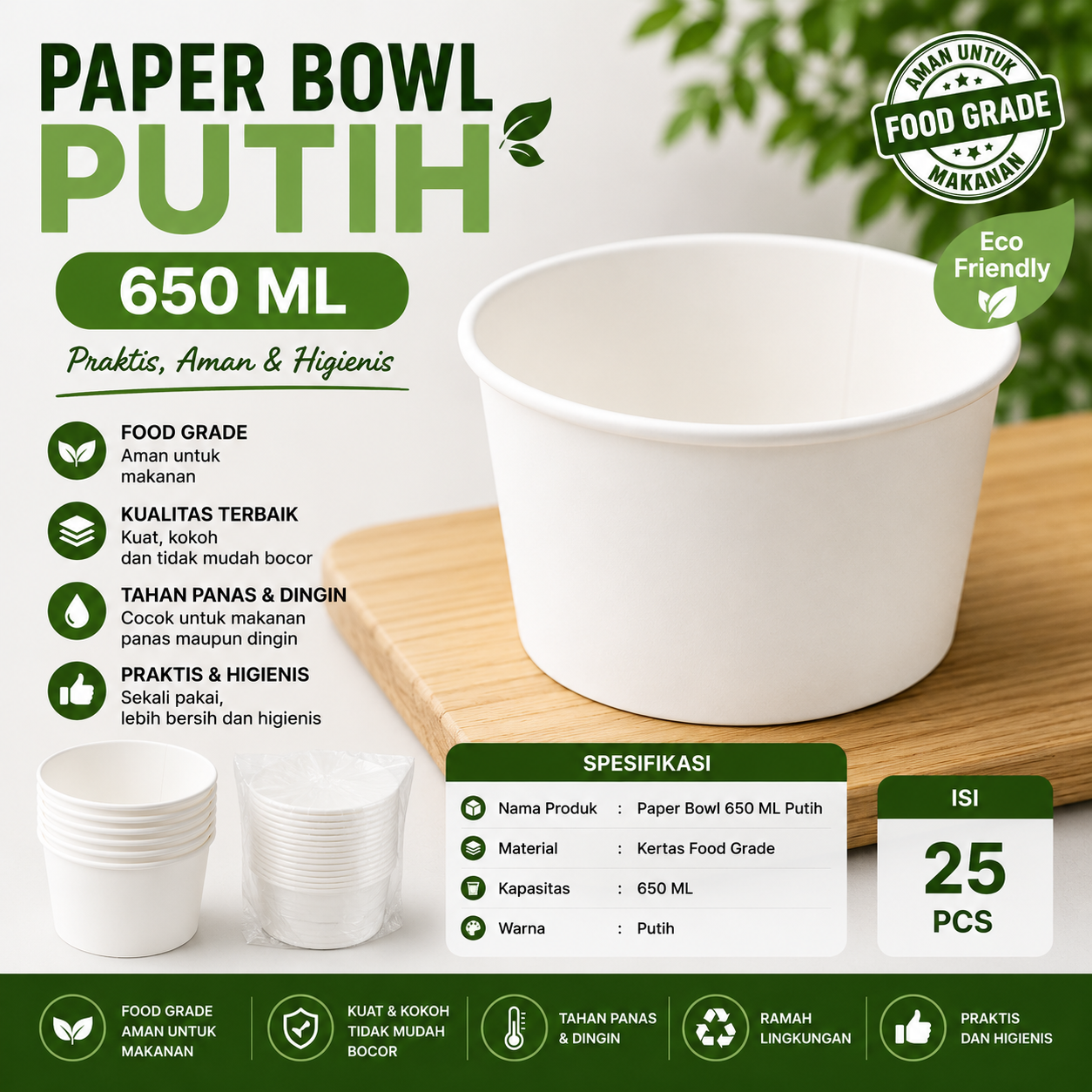 PAPER BOWL 650 ML WHITE
