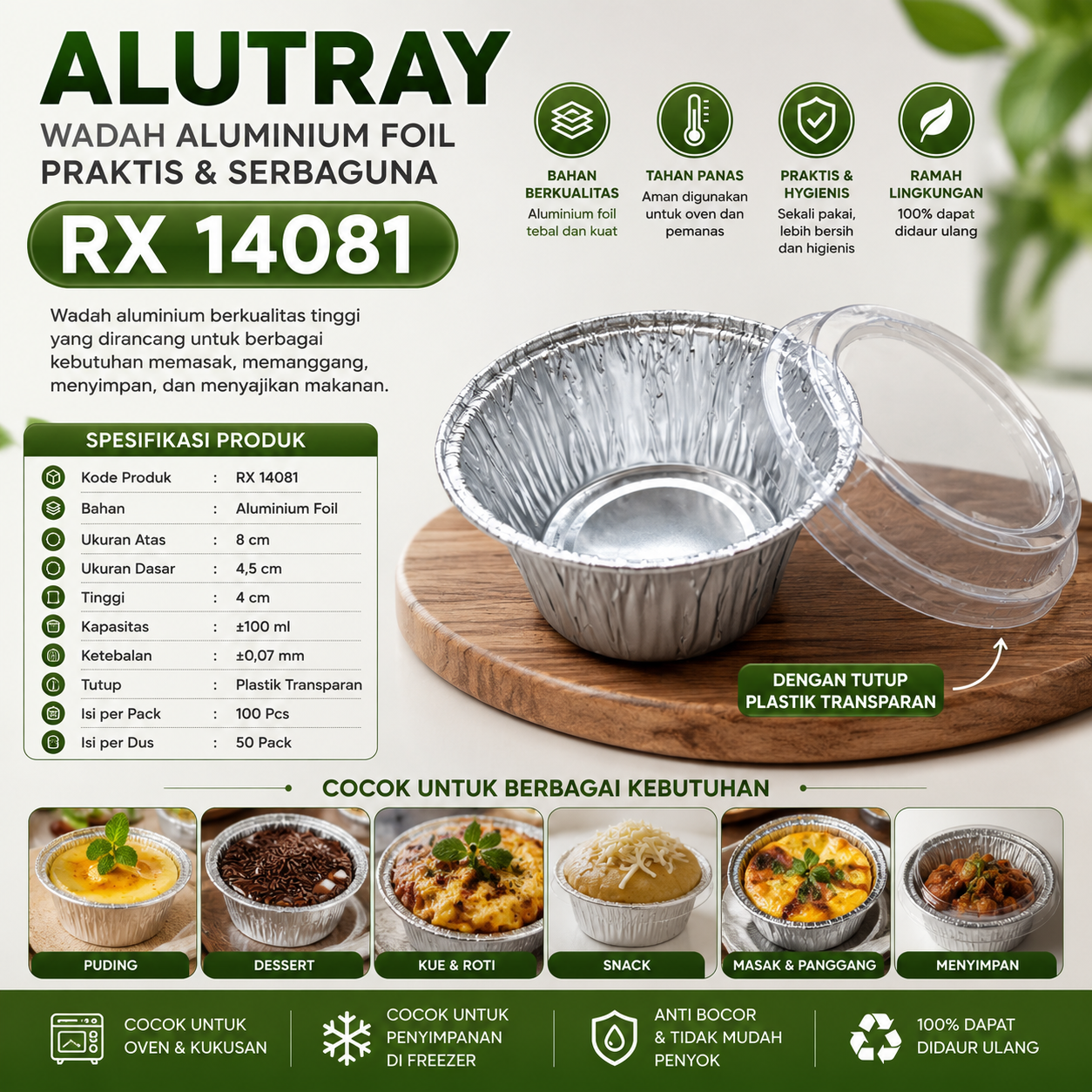 ALUMUNIUM FOIL TRAY BF - RX 14081 @ 10 PCS