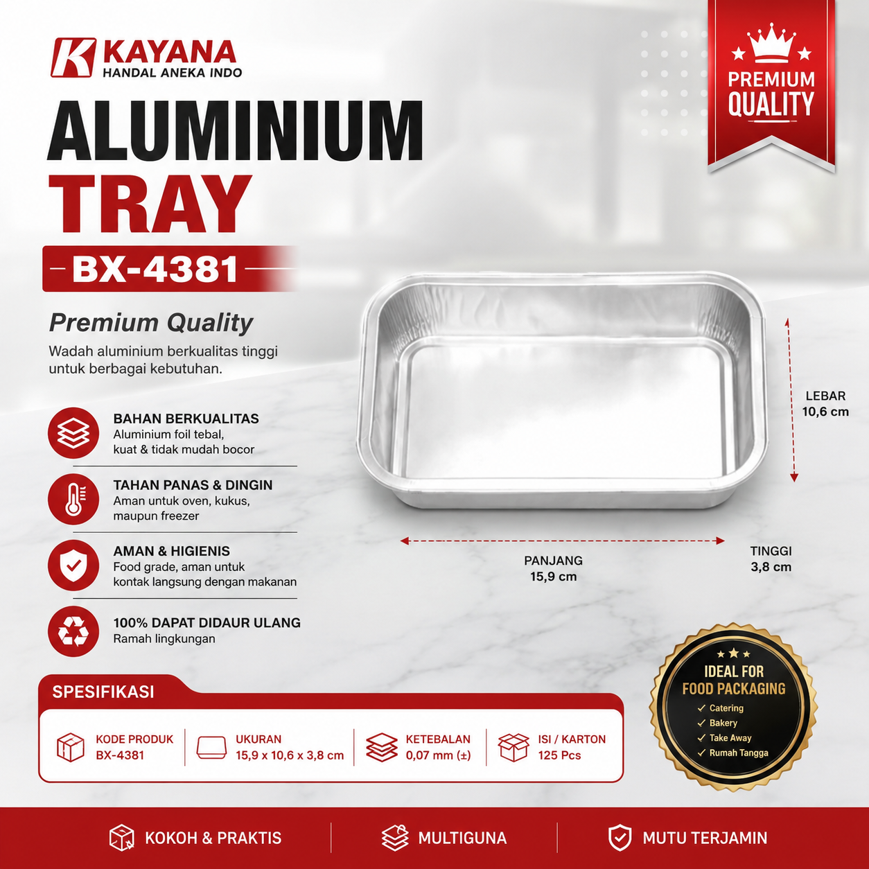 ALUMUNIUM FOIL TRAY BF - BX 4381 @ 5 PCS