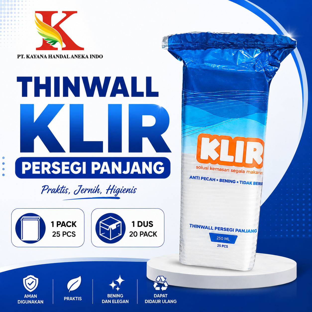 THINWALL KLIR PERSEGI PANJANG 250 ML