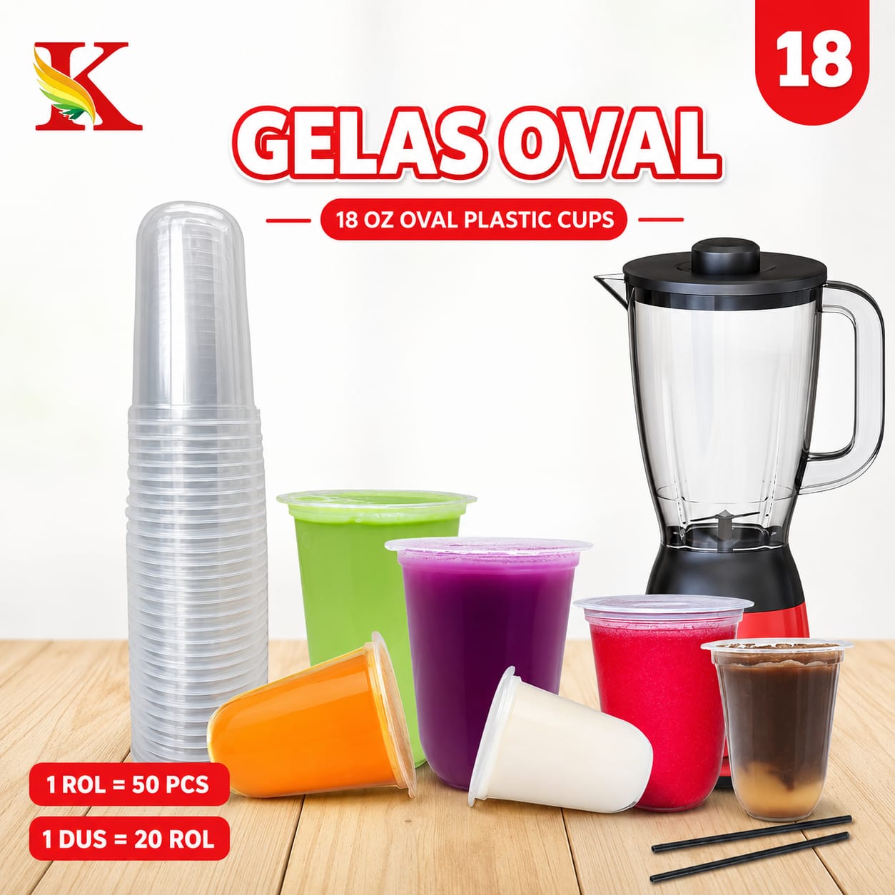 GELAS OVAL 18 OZ