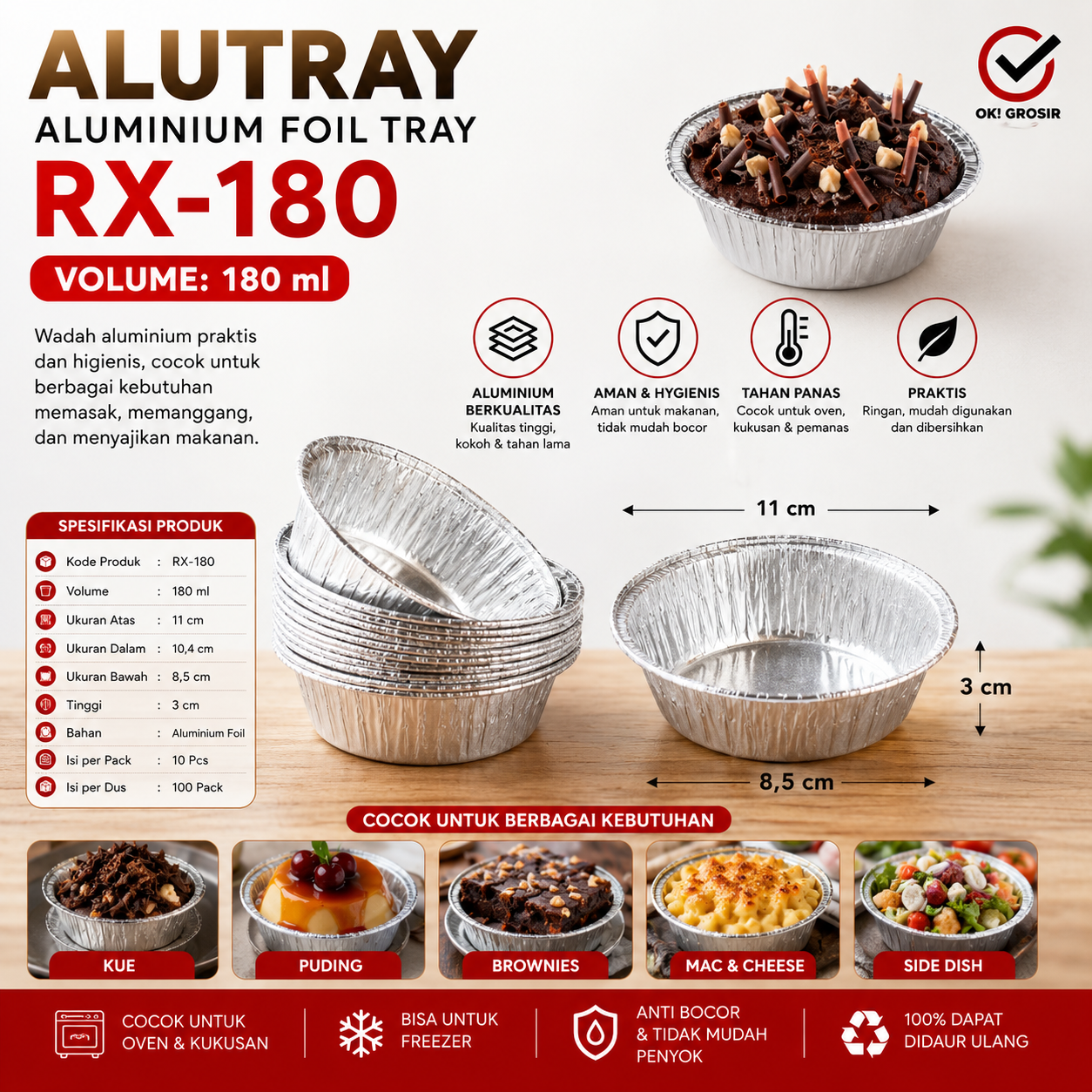 ALUMUNIUM FOIL TRAY BF - RX 180 @ 10 PCS