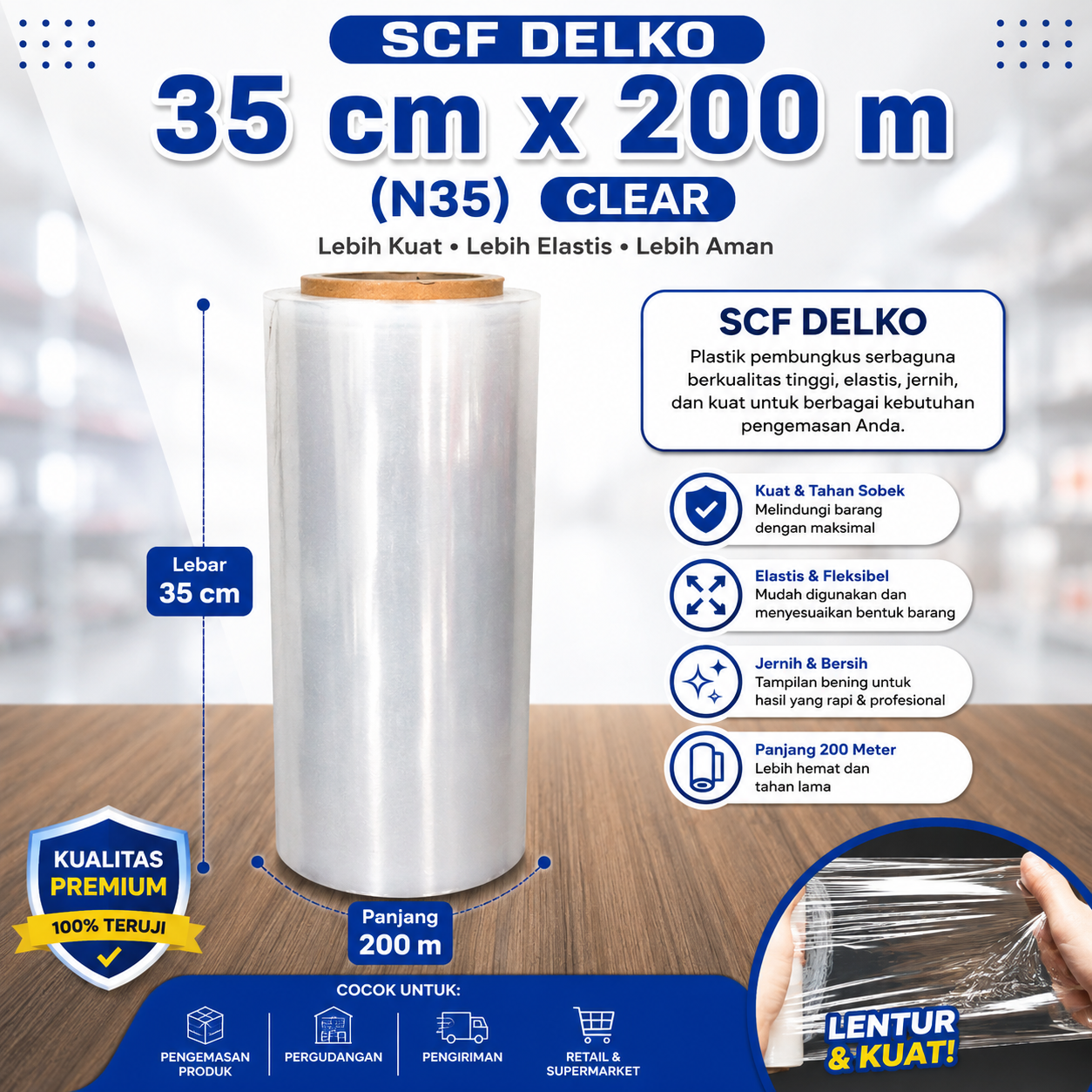 SCF DELKO 35 cm x 200m (N35) - CLEAR