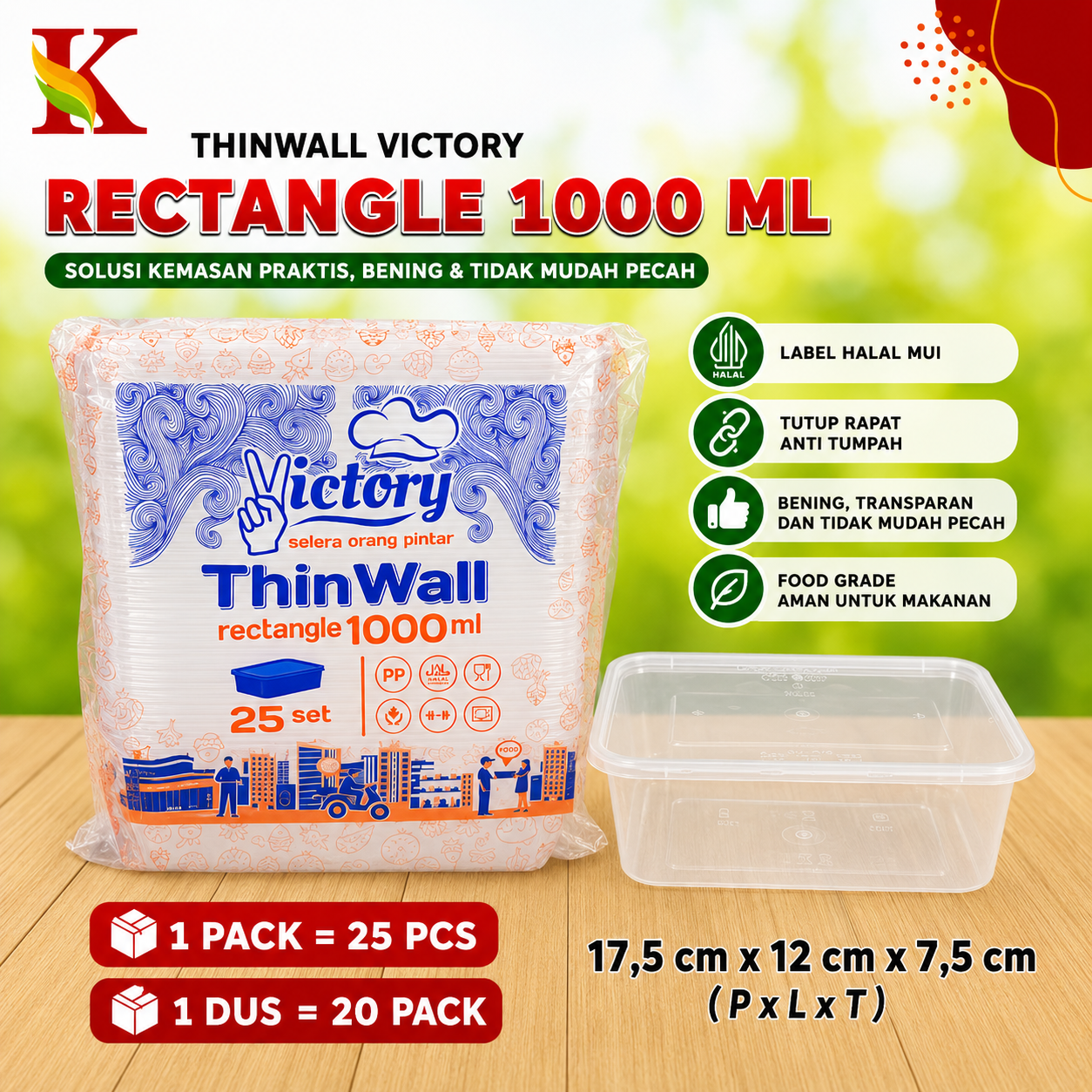 THINWALL VICTORY RECTANGLE 1000 ML