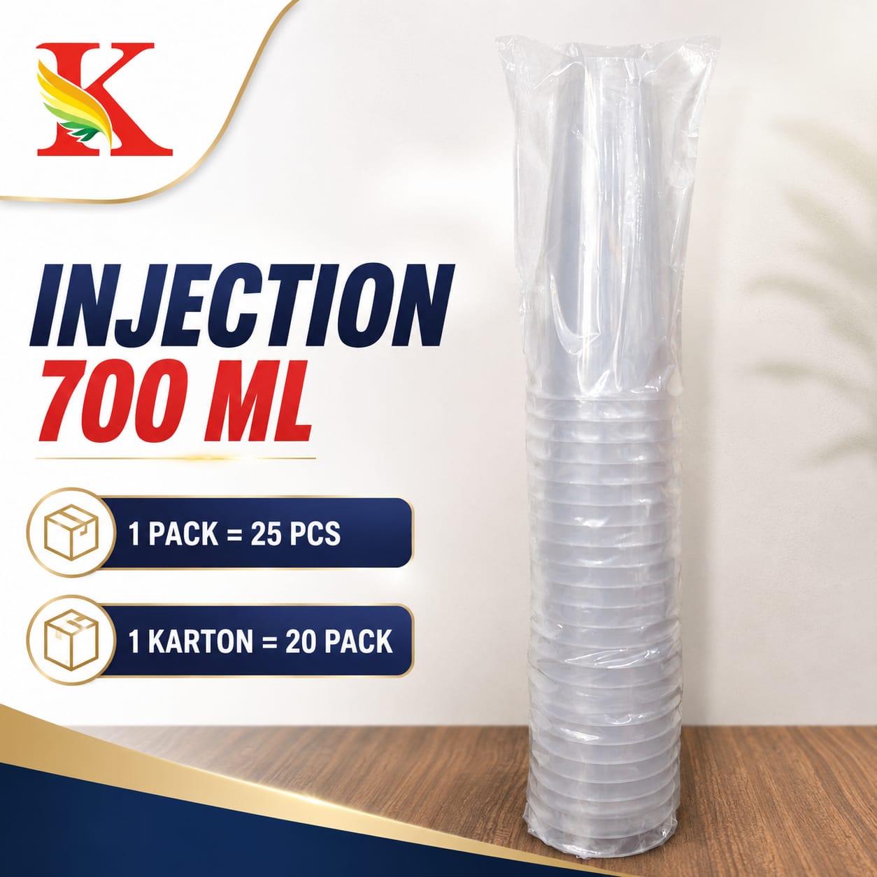 CUP INJECTION 700 ML @25 pcs