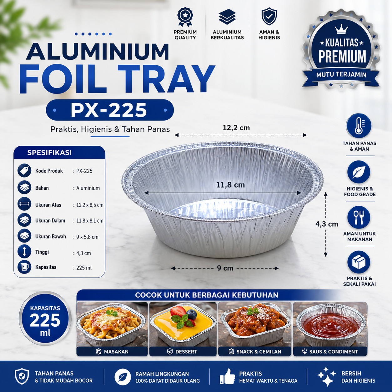 ALUMUNIUM FOIL TRAY BF - PX 225 @ 10 PCS