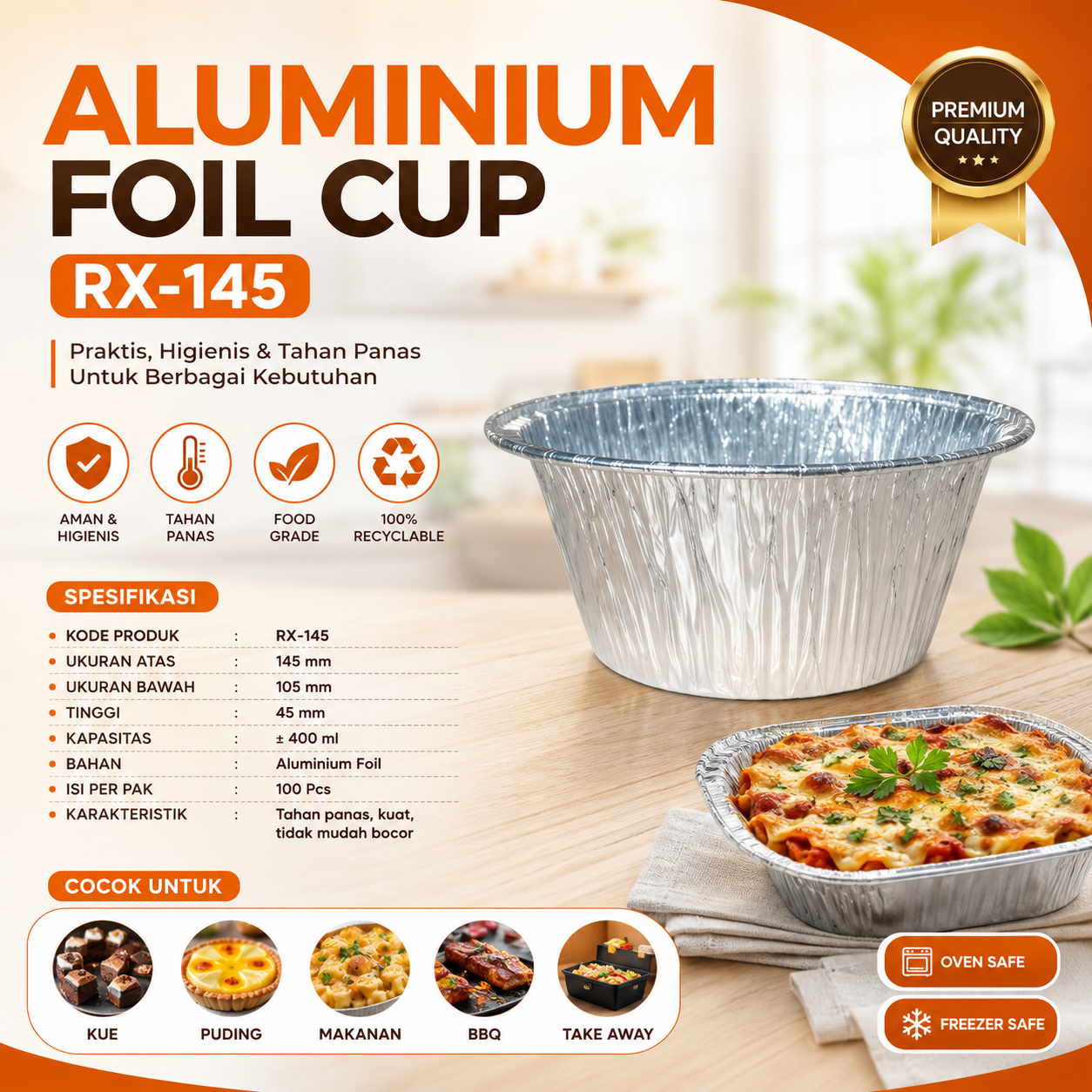 ALUMUNIUM FOIL TRAY BF - RX 145 @ 10 PCS