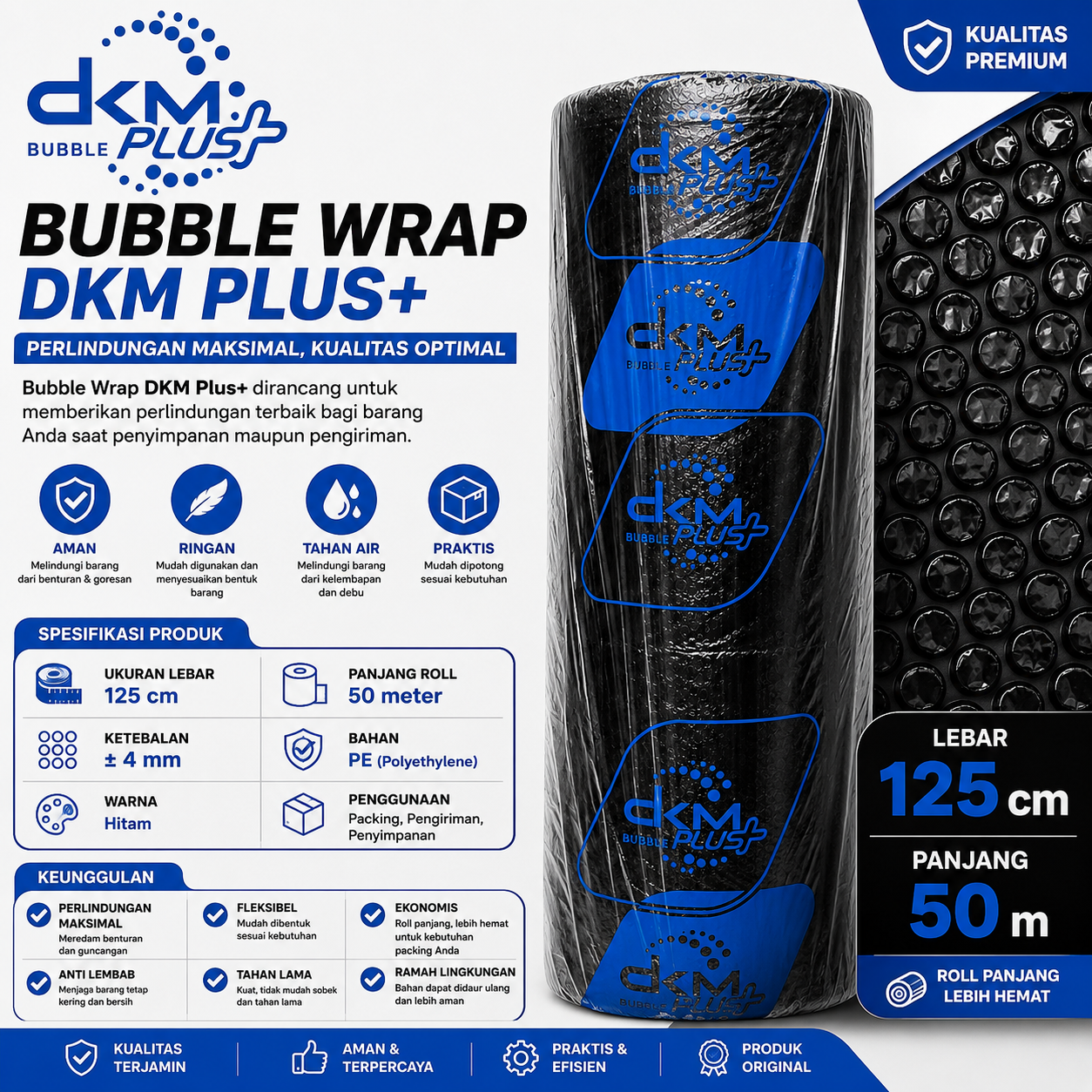 BUBBLE WRAP DKM 125cm × 50m - BLACK