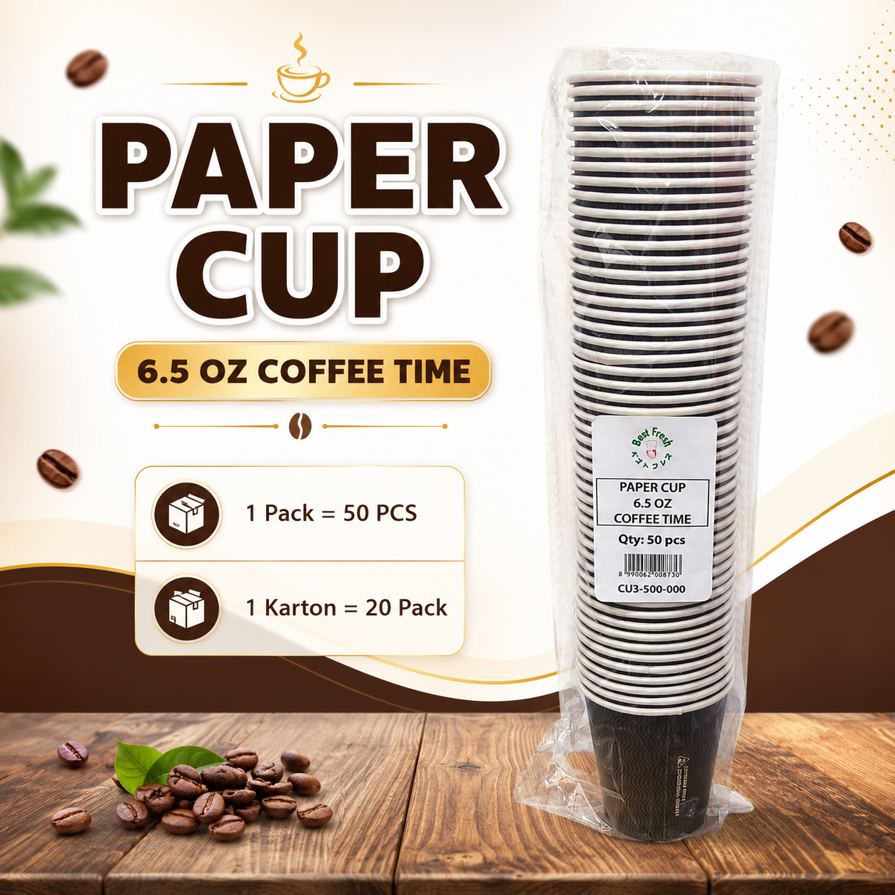 PAPER CUP 06.5 OZ COFFEE TIME