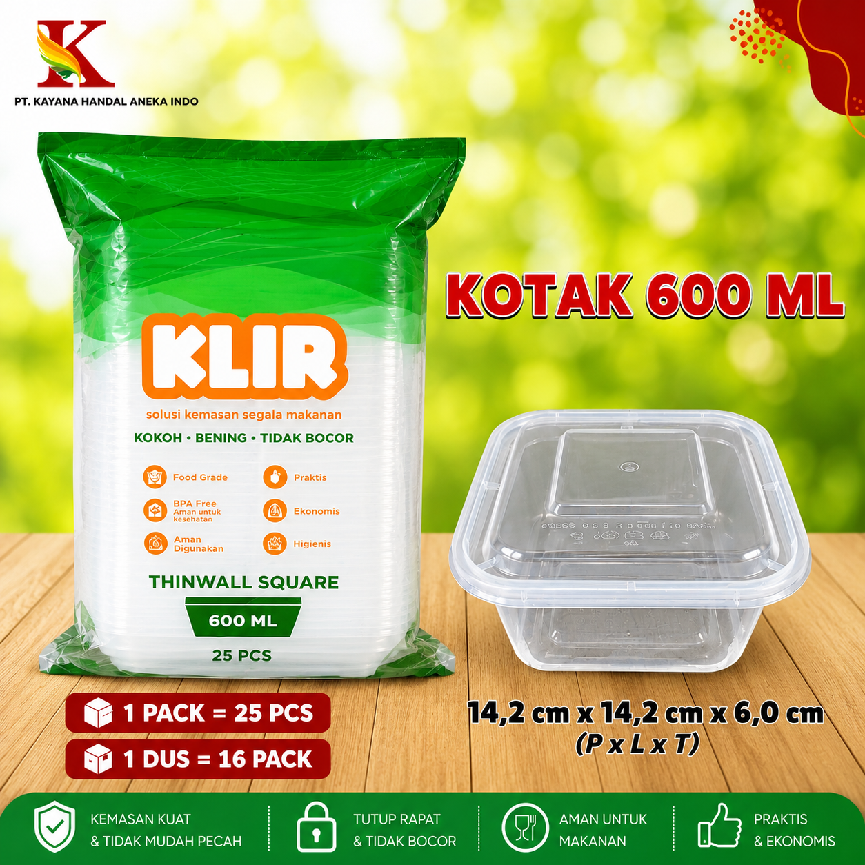 THINWALL KLIR KOTAK 600 ML