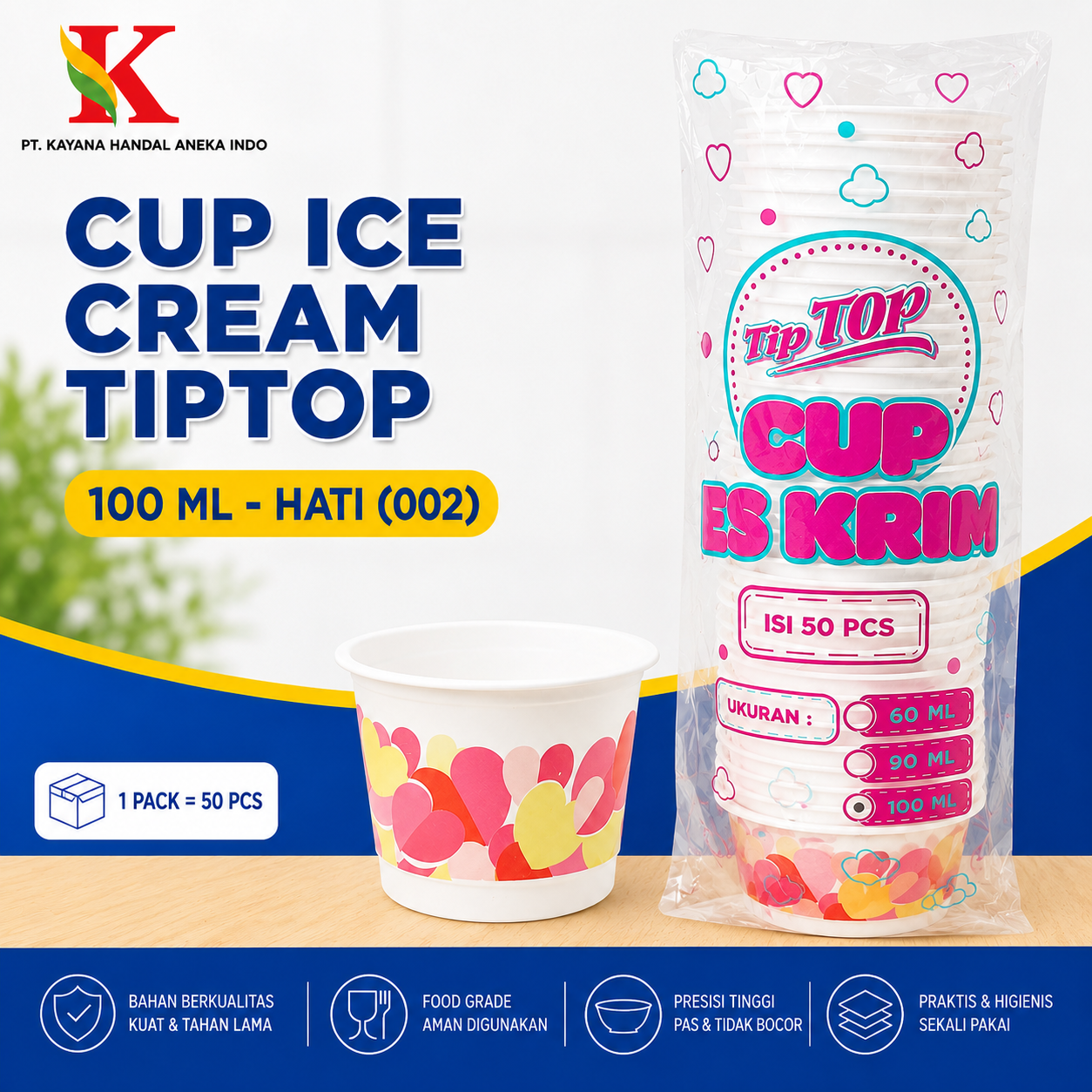 CUP ICE CREAM TIPTOP 100 ML - HATI (002)