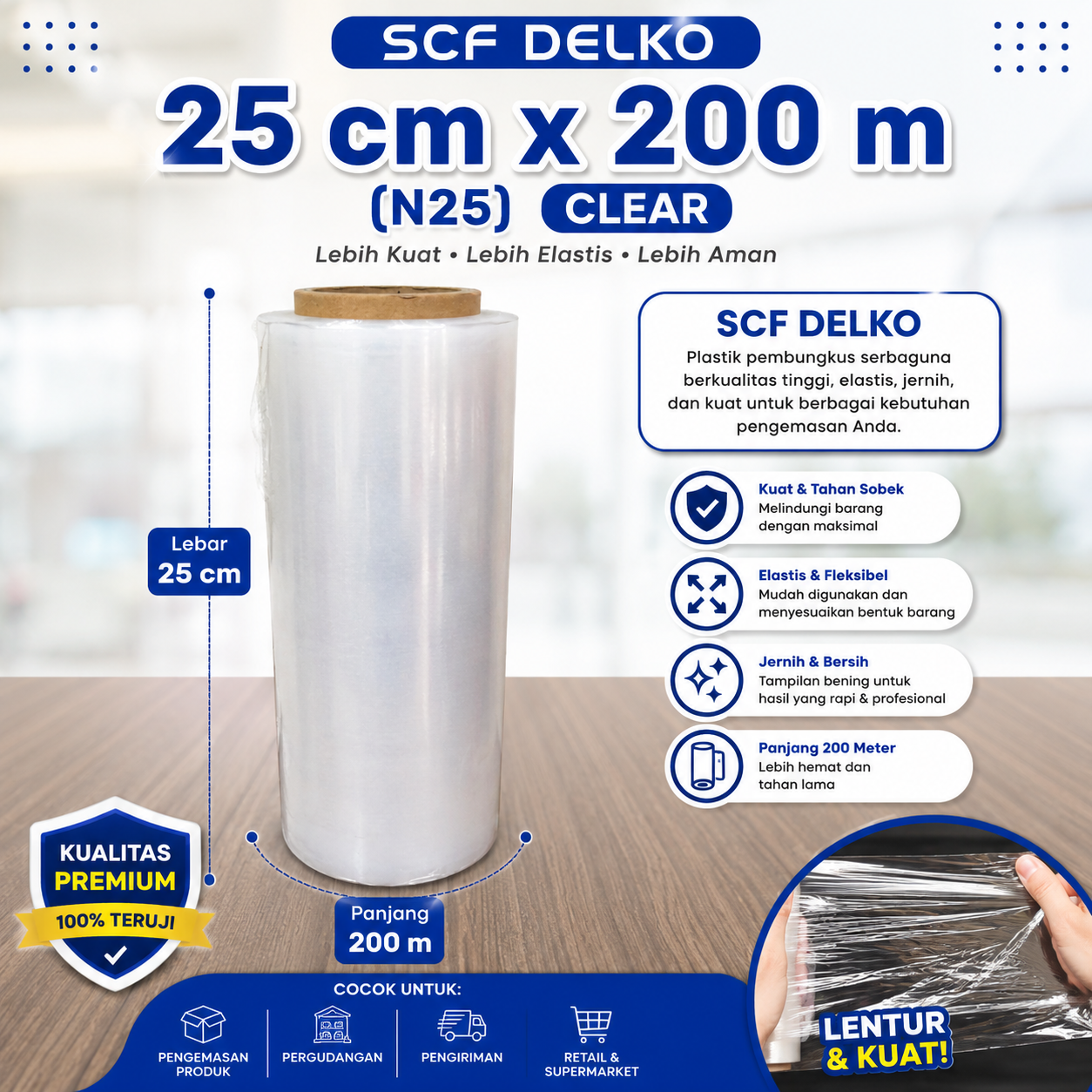 SCF DELKO 25 cm x 200m (N25) - CLEAR