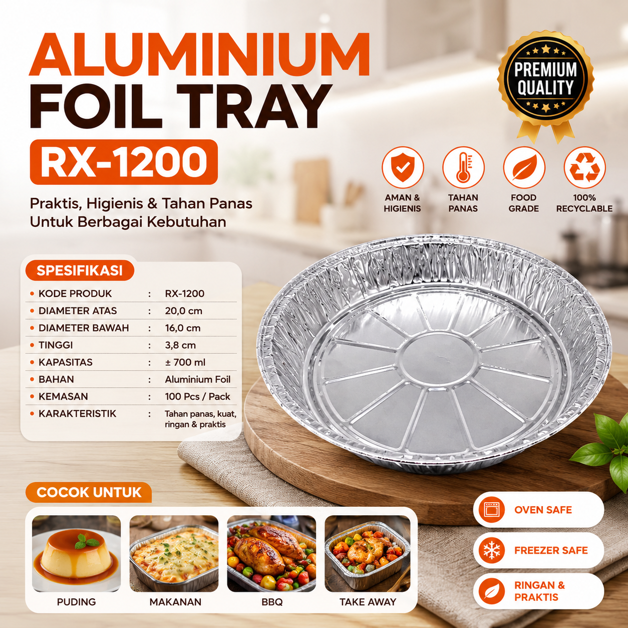 ALUMUNIUM FOIL TRAY BF - RX 1200 @ 10 PCS