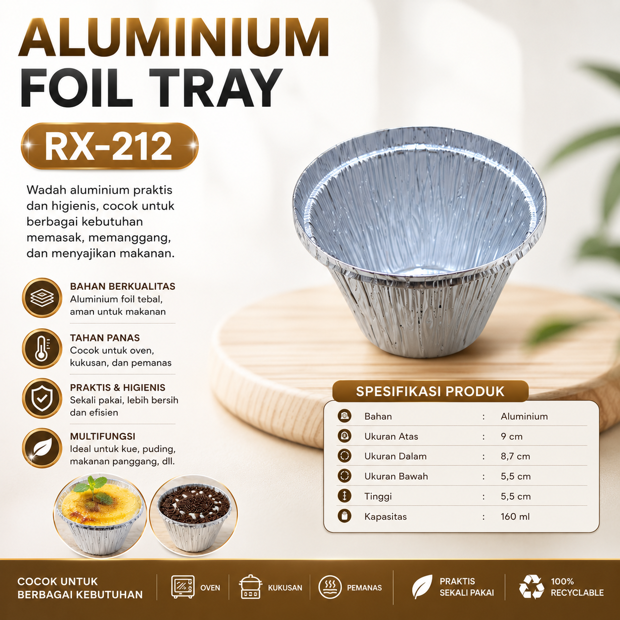 ALUMUNIUM FOIL TRAY BF - RX 212 @ 10 PCS