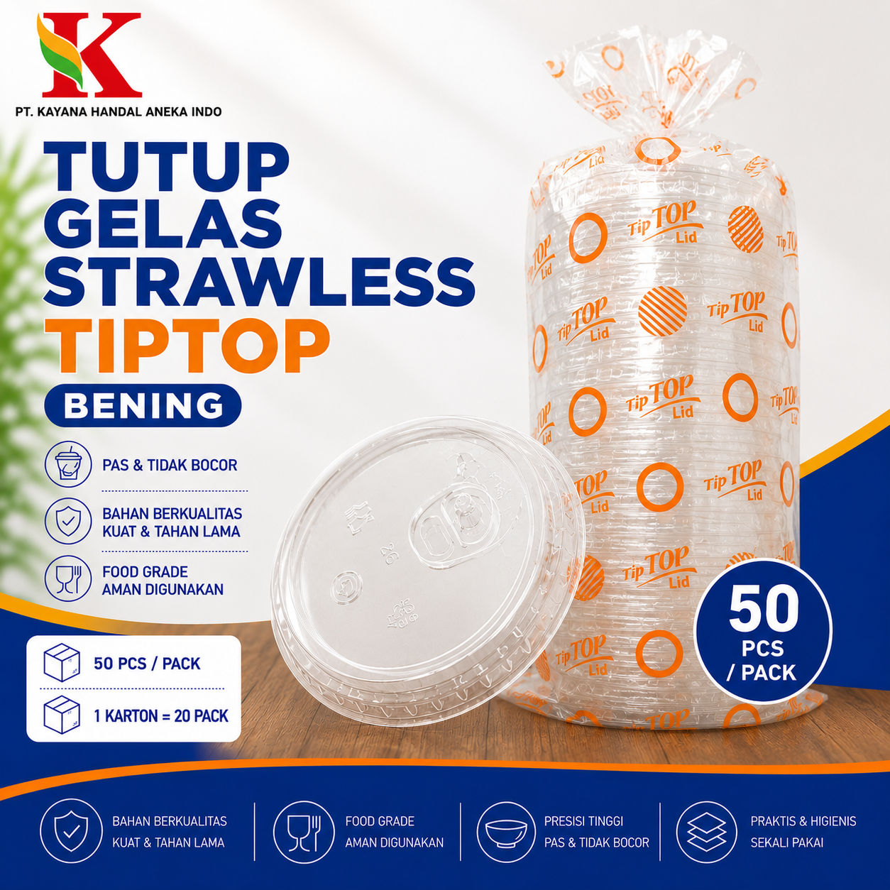 TUTUP GELAS STRAWLESS BENING TIPTOP