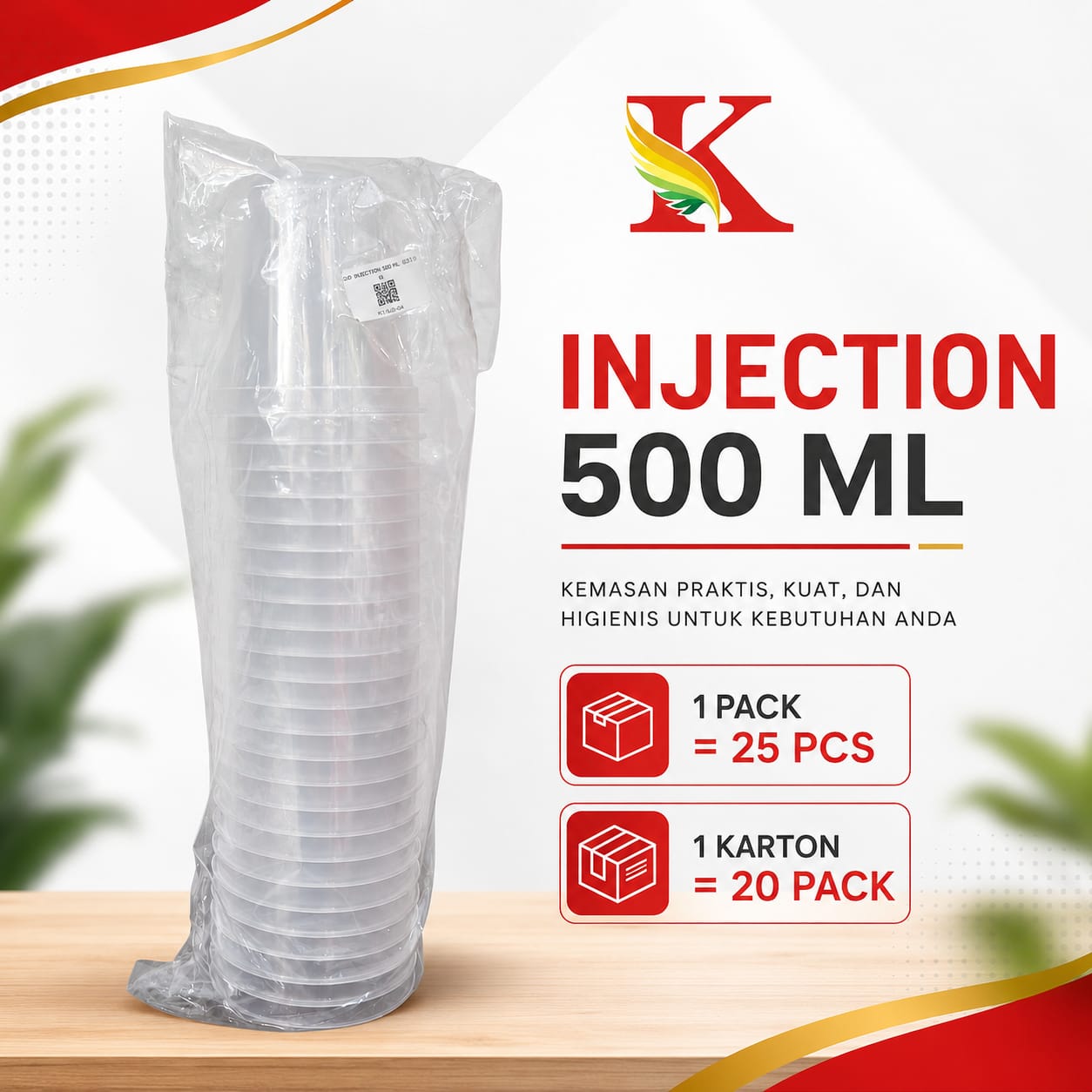 CUP INJECTION 500 ML @25 pcs