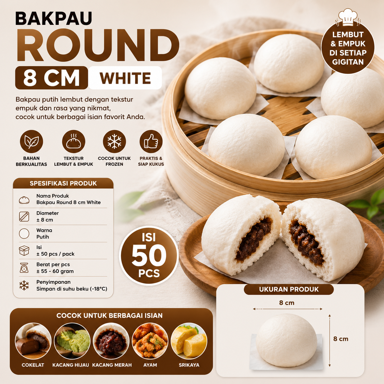 BAKPAU ROUND 8 CM GP WHITE