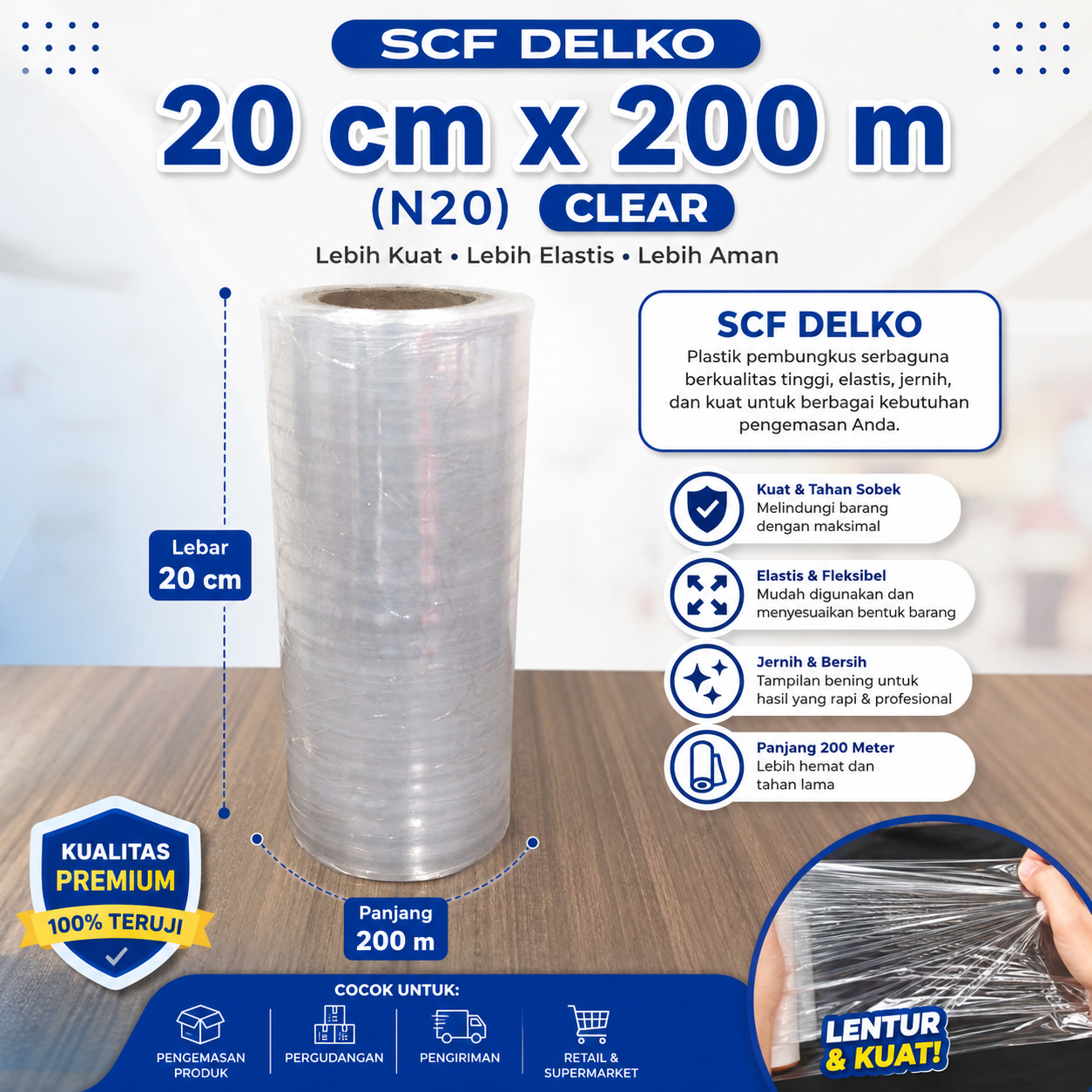 SCF DELKO 20 cm x 200 m (N20) - CLEAR