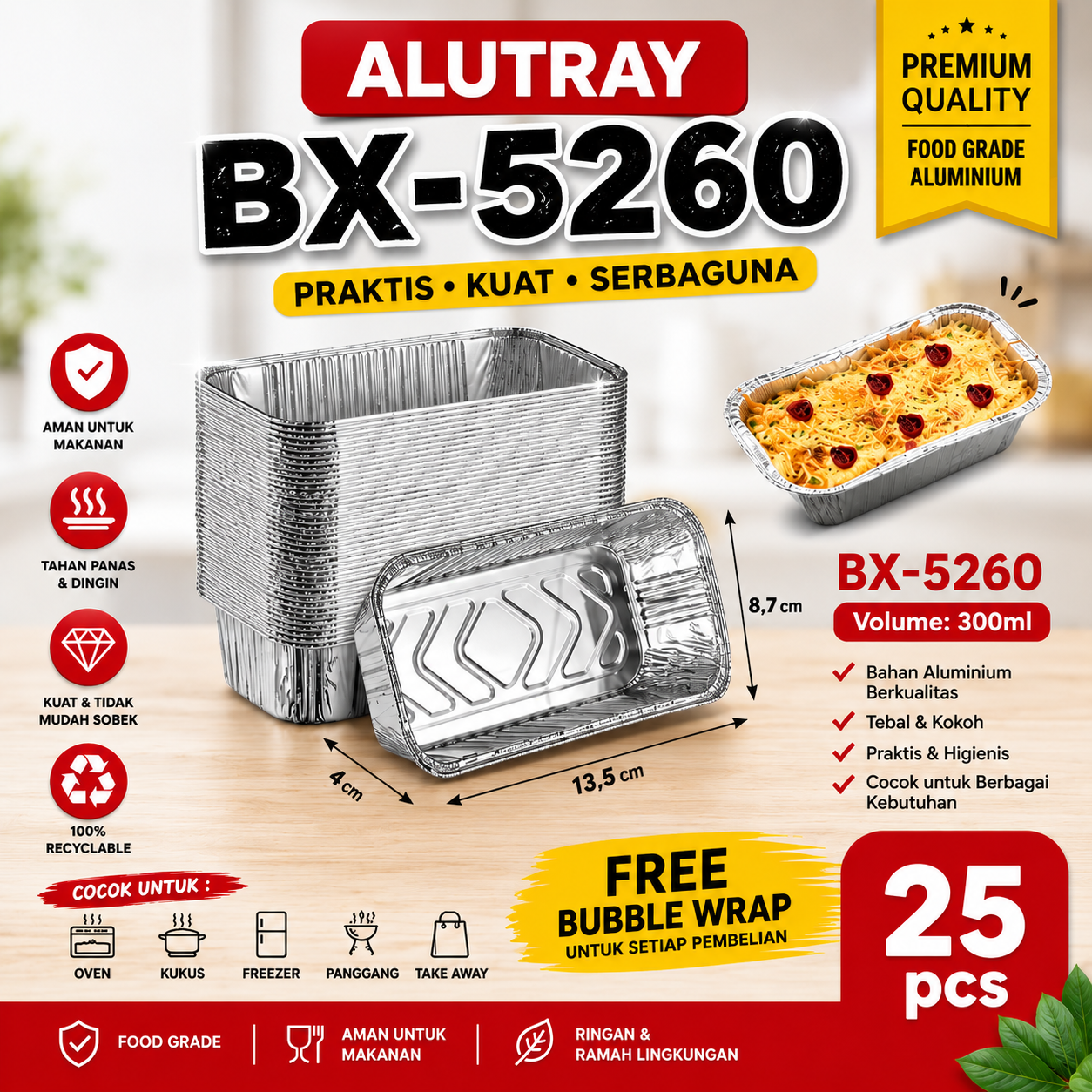 ALUMUNIUM FOIL TRAY BF - BX 5260 @ 5 pcs