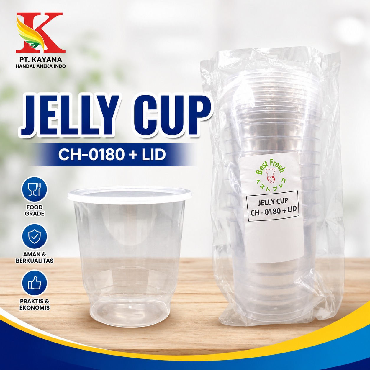 JELLY CUP BF CH-0180 + LID @ 10 SET