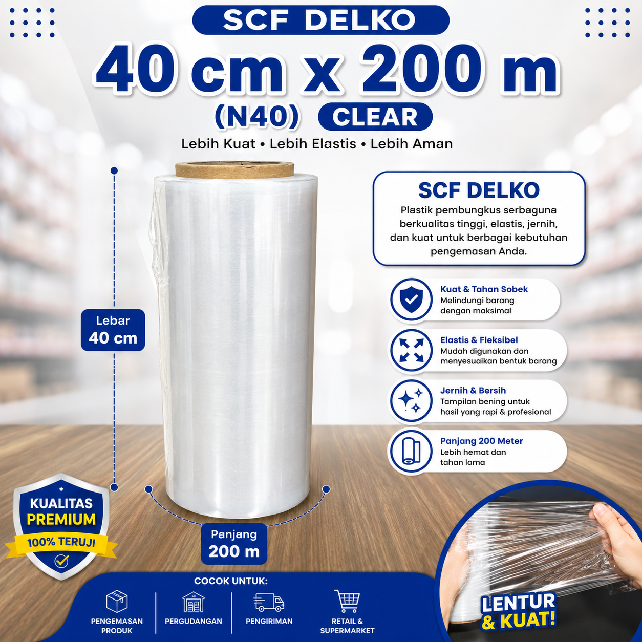 SCF DELKO 40 cm x 200m (N40) - CLEAR