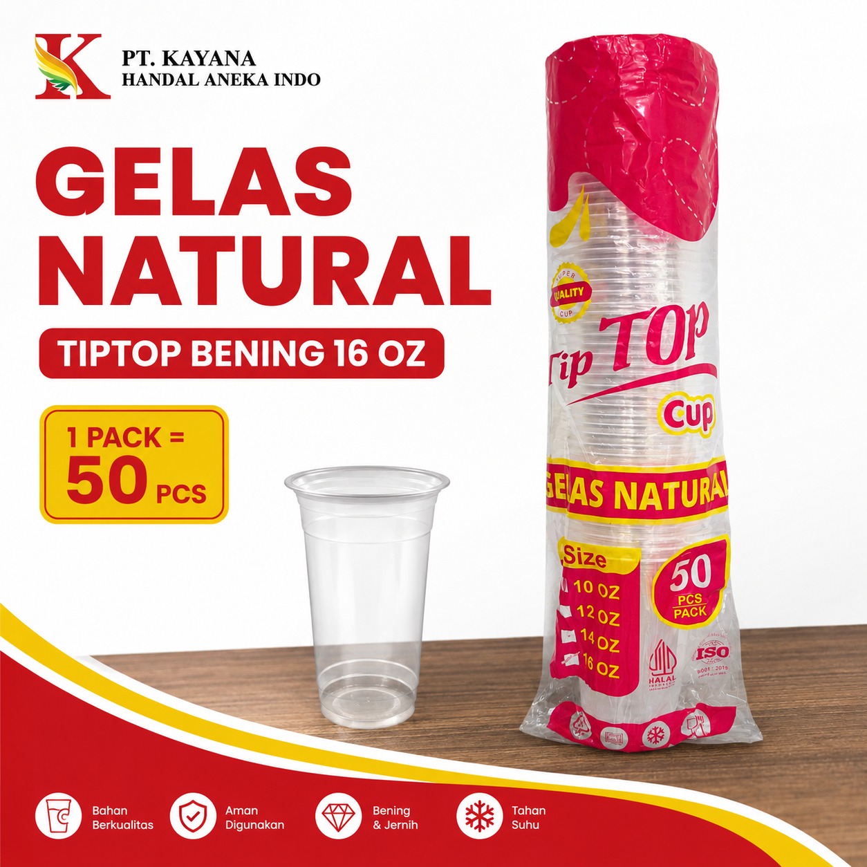 GELAS NATURAL TIPTOP BENING 16 OZ
