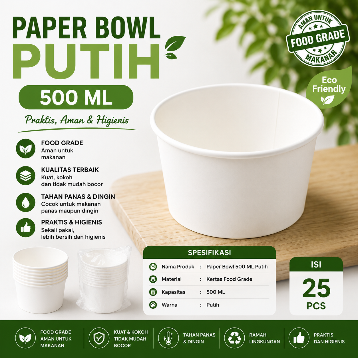 PAPER BOWL 500 ML WHITE