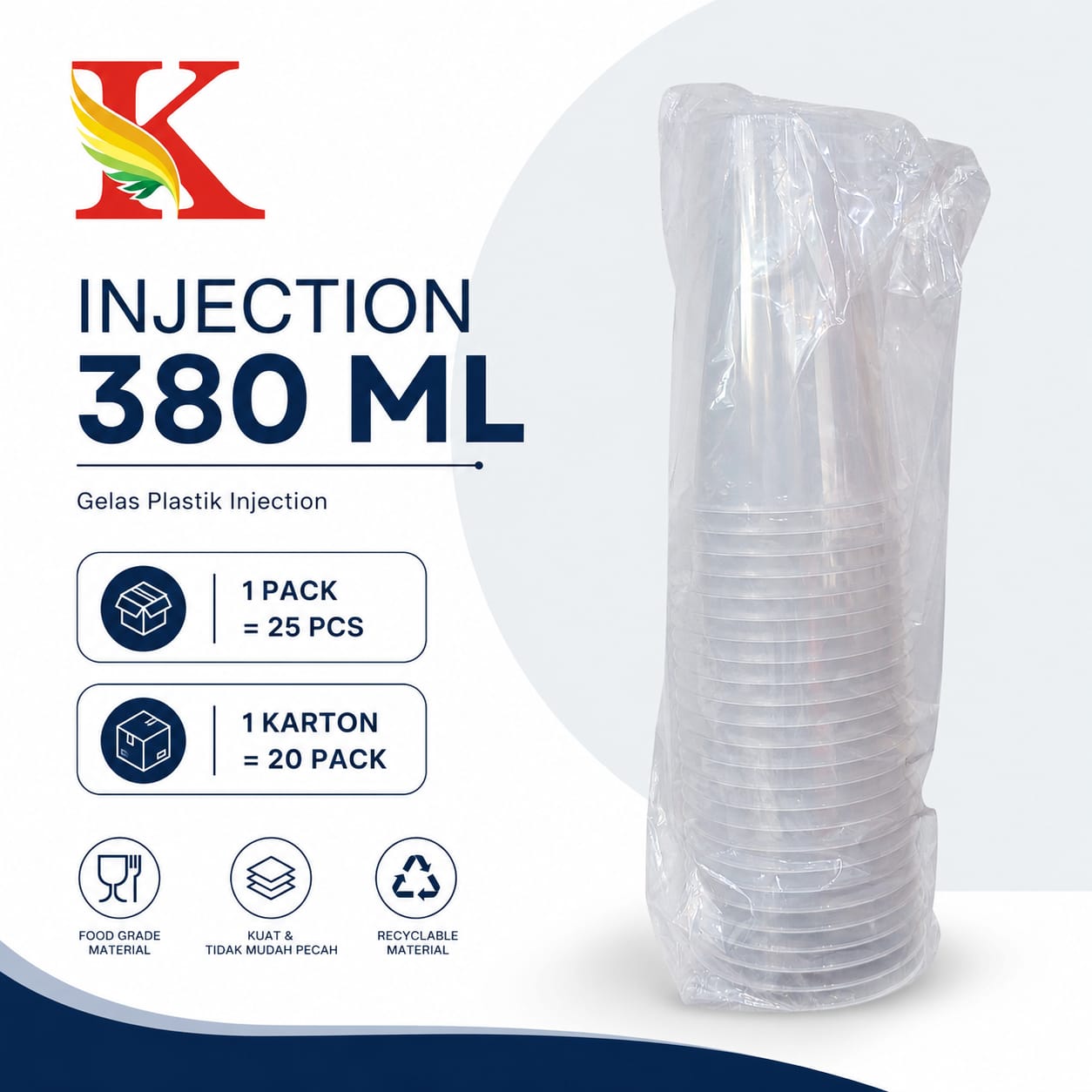 CUP INJECTION 380 ML @25 pcs