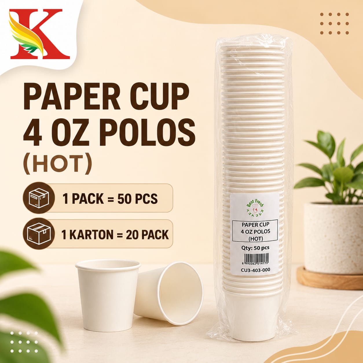 PAPER CUP 04 OZ POLOS (HOT)