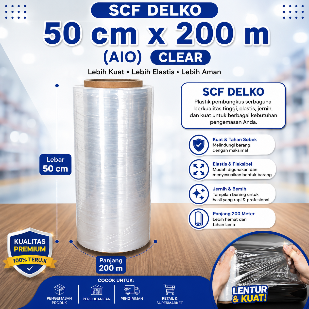 SCF DELKO 50 cm x 200m (AIO) - CLEAR
