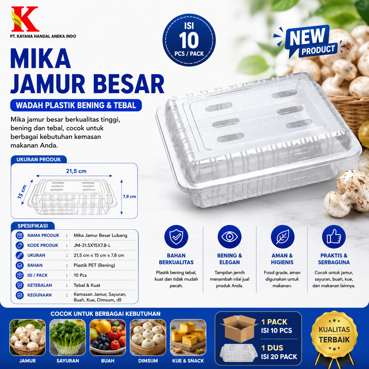 MIKA JAMUR BESAR LUBANG @ 10 pcs