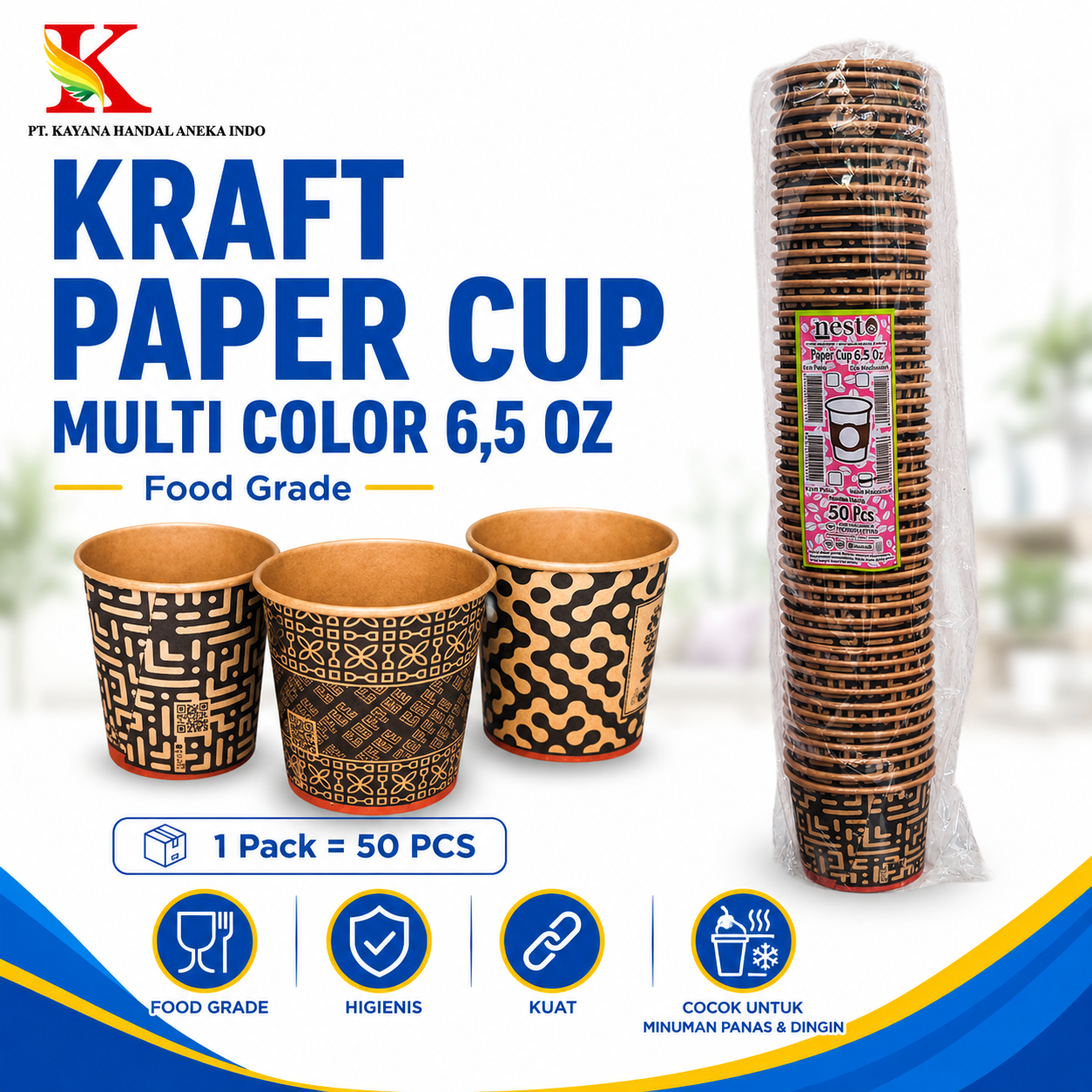 KRAFT PAPER CUP 6,5 OZ - MULTI COLOR