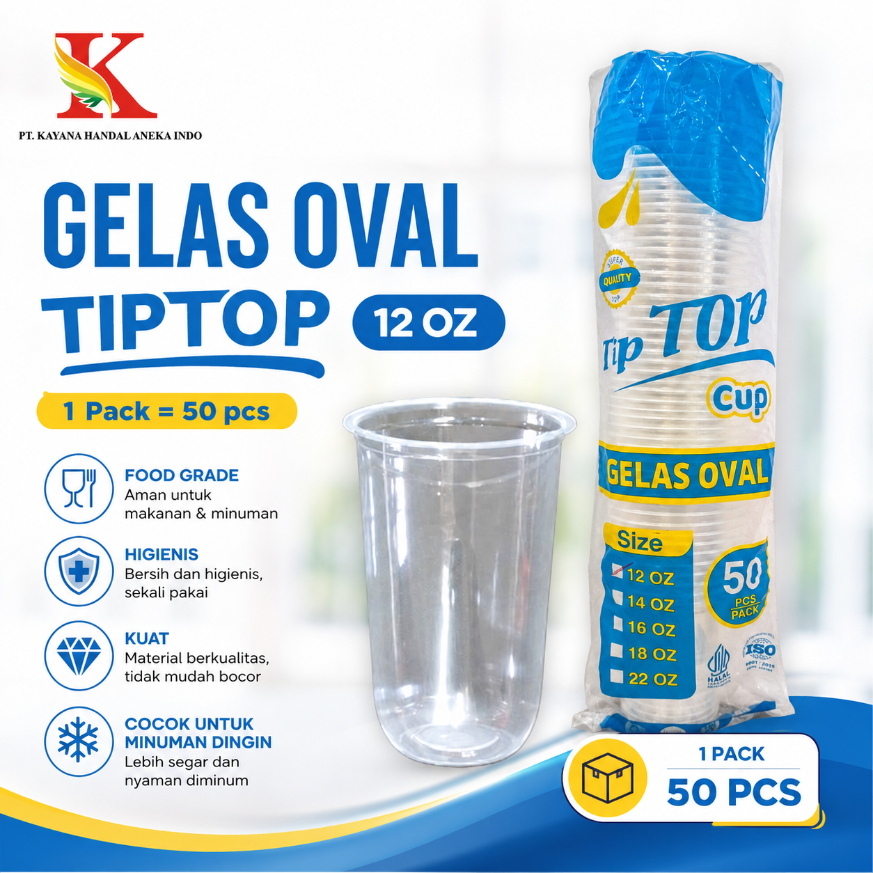 GELAS OVAL TIPTOP BENING 12 OZ